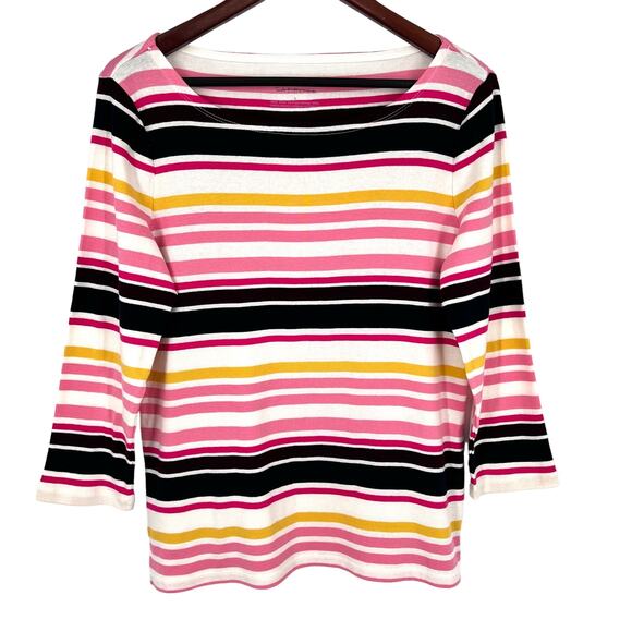 Talbots Tops - Talbots Sz Small Soft Pink Yellow Colorful Blouse Shirt Top 3/4 Sleeve Tropical